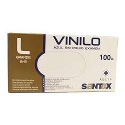 SANTEX GUANTES VINILO AZUL S/POLVO GDE PAK- 100 (L)(AM)